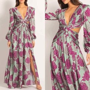 PatBo Celia Cutout Maxi Dress Aqua - NWT